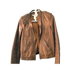 Bershka ✦ Genuine Leather Tan Brown Jacket (S)